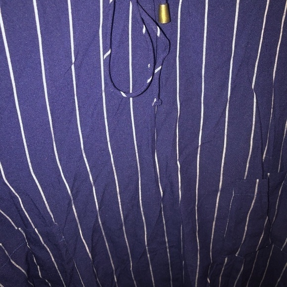 Everly Brand Navy Blue Collared Pinstriped Dress - Picture 5 of 9